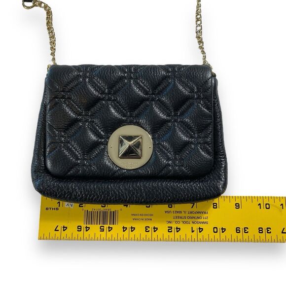 Kate Spade Quilted Leather Crossbody Purse Bag Chain Strap Black Small Shoulder - Picture 14 of 16